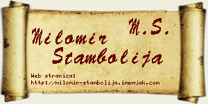 Milomir Stambolija vizit kartica